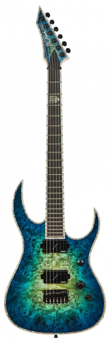 BC Rich Shredzilla Extreme Hipshot Bridge Cyan Blue Burl E-Gitarre