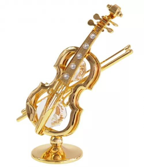 Zebra Music golden mini violin with Swarovski crystals Zebra Music golden mini violin with Swarovski crystals