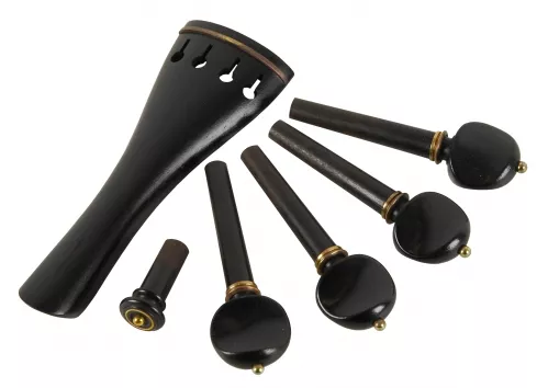 AN violin tailpiece set 4/4 a la Schweizer ebony, gold ball AN violin tailpiece set 4/4 a la Schweizer ebony, gold ball