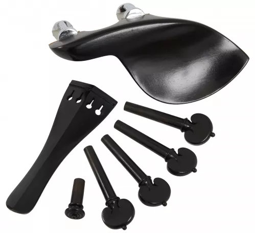 AN violin tailpiece set 4/4 a la Hill ebony, heart, black fret, nickel binding AN violin tailpiece set 4/4 a la Hill ebony, heart, black fret, nickel binding