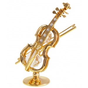 Zebra Music golden mini violin with Swarovski crystals