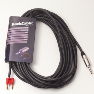 RockCable Lautsprecher-Kabel - Banana Plug (4 mm) / straight TS Plug (6.3 mm) - 15 m / 49.2 ft.