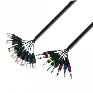 Adam Hall K3 L8 MV 0300 Multicore Kabel 8 x XLR male auf 8 x 6,3 mm Klinke stereo 3 m