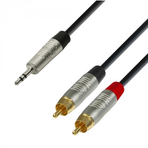 Adam Hall Cables K4 YWCC 0090 Audiokabel REAN 3,5 mm Klinke stereo auf 2 x Cinch male 0,9 m 