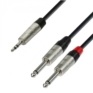 Adam Hall Cables K4 YWPP 0090 Y-Kabel REAN 2 x Klinke TS auf Miniklinke TRS | 0.9 m 