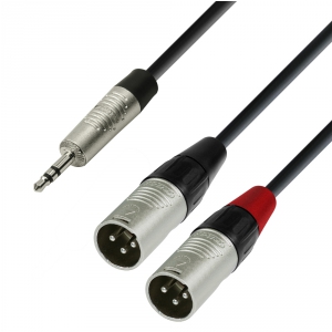 Adam Hall Cables K4 YWMM 0300 Y-Kabel REAN 2 x XLR Male auf Miniklinke TRS | 3 m 