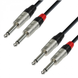 Adam Hall Cables K4 TPP 0300 Audiokabel REAN 2 x 6,3 mm Klinke mono auf 2 x 6,3 mm Klinke mono 3 m 