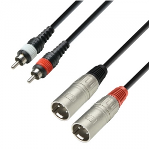 Adam Hall K3 TMC 0100 Twin-Kabel 2 x XLR Male auf 2 x Cinch | 1 m