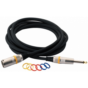 RockCable Mikrofon-Kabel   - XLR (male) / TS (Jack 6.3 mm / 1/4), color coded - 1 m / 3.3 ft.