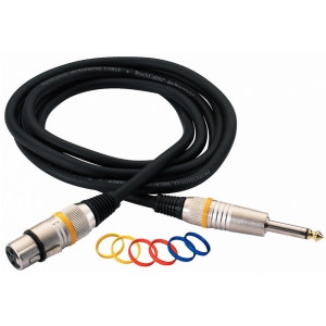 RockCable Mikrofon-Kabel - XLR (female) / TS Plug (6.3 mm / 1/4), color coded - 10 m / 32.8 ft.