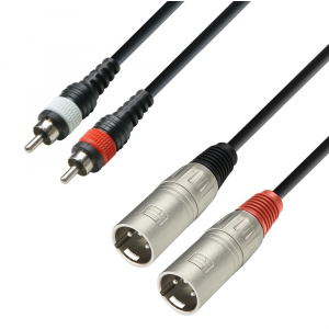 Adam Hall Cables K3 TMC 0300 Audiokabel ummantelt 2 x RCA Stecker auf 2 x XLR Stecker, 3 m 