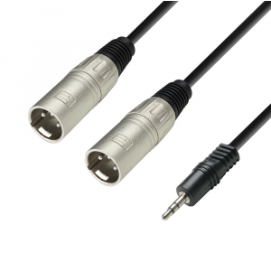 Adam Hall Cables K3 YWMM 0100 Audiokabel 3,5 mm Klinke stereo auf 2 x XLR Stecker 1 m 