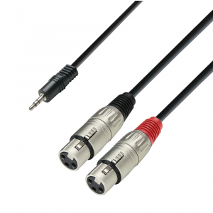 Adam Hall Cables K3 YWFF 0100 Audiokabel 3,5 mm Klinke Stereo auf 2 x XLR Female, 1 m 