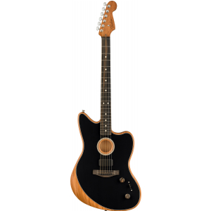Fender American Acoustasonic Jazzmaster Ebony Fingerboard Black Westerngitarre (mit Tonabnehmer)