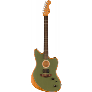 Fender Acoustasonic Player Jazzmaster RW Antique Olive Westerngitarre (mit Tonabnehmer)
