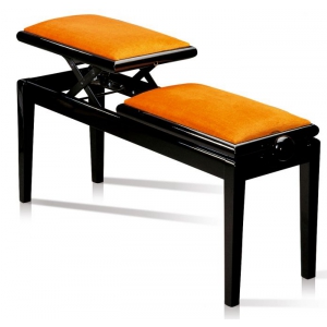 Grenada BG 4 double piano bench, gloss black, gold drubbing