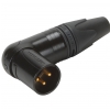 Neutrik NC3MRX-B 3 pole right angle male cable connector, black metal housing, gold contacts