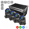 Flash LED 4x Moving Heads ZOOM 19x15W 3 Section WASH 