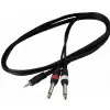 RockCable Patch-Kabel - 2 x TS Jack (6.3 mm / 1/4) to TRS Jack (3.5 mm / 1/8) - 1,5 meter