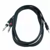 RockCable Patch-Kabel - 2 x TS Jack (6.3 mm / 1/4) to TRS Jack (3.5 mm / 1/8) - 1,5 meter