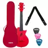 Cascha Carbon Fibre Red Set Konzert-Ukulele