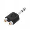 Adam Hall Connectors K4AYRF2JM3 Y-Adapter 2 x Cinch female auf 6,3 mm Klinke TRS male 